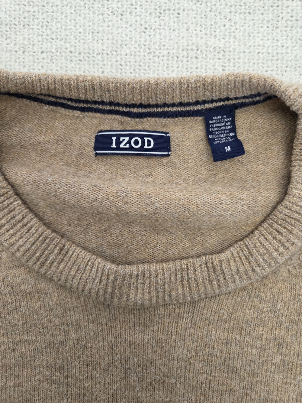 Izod Men's Crewneck Sweater in Taupe Brown - Picture 2 of 4